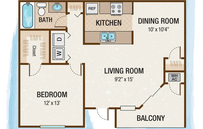 1 bed, 1 bath, 732 sqft, $1,600