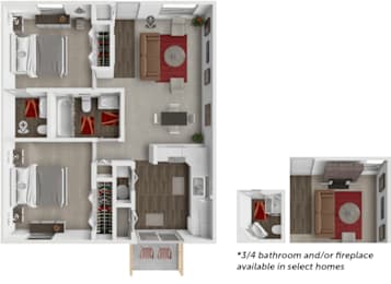 2 beds, 1.5 baths, 850 sqft, $970