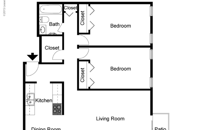 2 beds, 1 bath, 920 sqft, $1,645