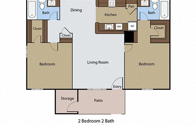 2 beds, 2 baths, 921 sqft, $1,379