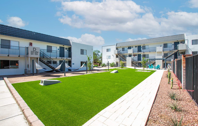 Lawn Game Area and Hammock Lounge Area at The Link at 4th Ave Apartments