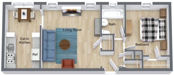 Lewis Manor 1 Bedroom 1 Bath Floor Plan at Integrity Cleveland Heights, Cleveland Heights, OH, 44106