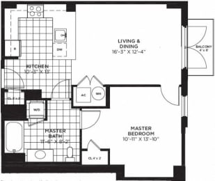 1 bed, 1 bath, 735 sqft, $2,231