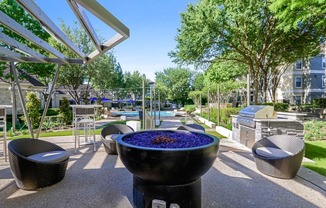 Outdoor Entertaining Space with Cozy Fireside Feature.