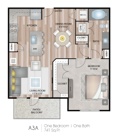 1 bed, 1 bath, 741 sqft, $1,735