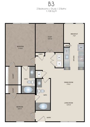 2 beds, 2 baths, 1,108 sqft, $1,815