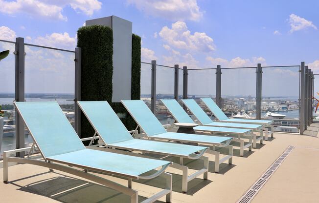 Ample seating around our rooftop pool in downtown Tampa, FL