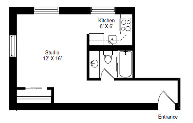 Studio, 1 bath, 375 sqft, $1,385, Unit 620-101