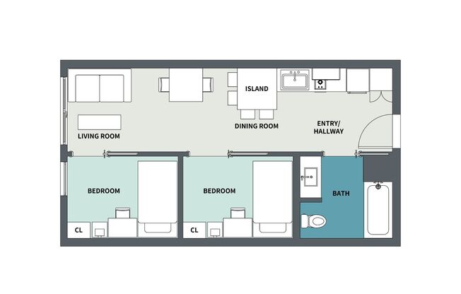 2 beds, 1 bath, $3,400, Unit 301