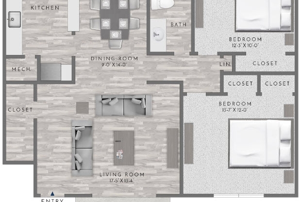 2 beds, 1 bath, 945 sqft, $2,685