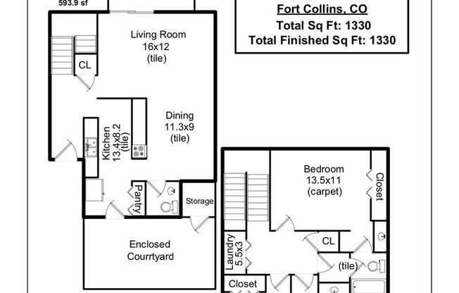 3 beds, 1.5 baths, 1,378 sqft, $2,025, Unit 705 E Drake N38