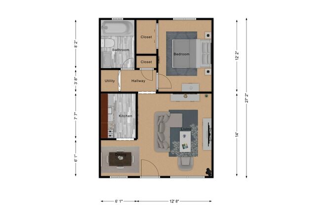 1 bed, 1 bath, 550 sqft, $800, Unit 47-07