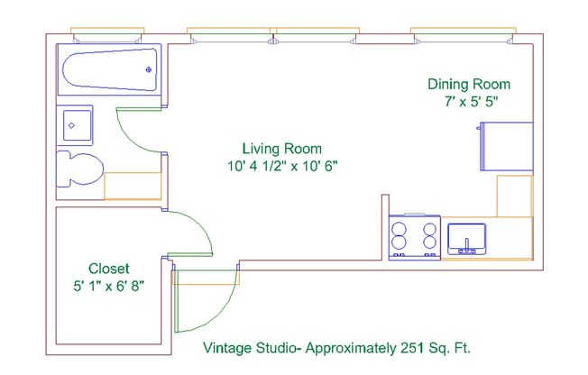 Studio, 1 bath, 251 sqft, $1,099, Unit 201