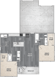 2 beds, 2 baths, 1,142 sqft, $2,083