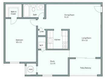 1 bed, 1 bath, 892 sqft, $1,582