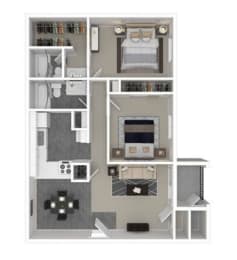 2 beds, 2 baths, 906 sqft, $1,431