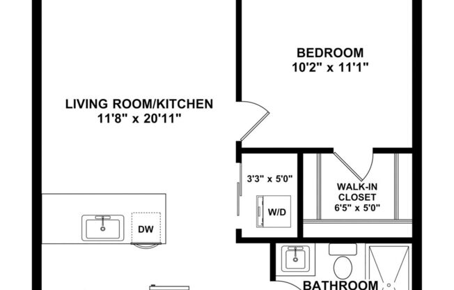 1 bed, 1 bath, 476 sqft, $2,325