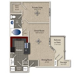 1 bed, 1 bath, 769 sqft, $1,090