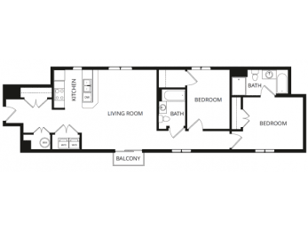2 beds, 2 baths, 1,153 sqft, $1,380