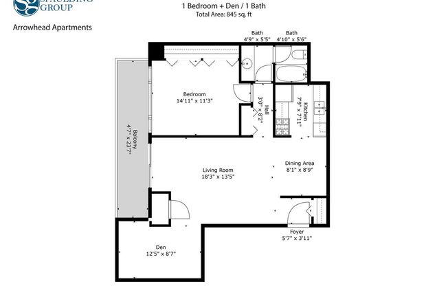 1 bed, 1 bath, 845 sqft, $1,265, Unit 3146MD-205