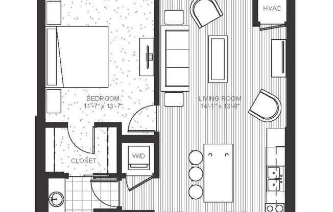 1 bed, 1 bath, 714 sqft, $1,624