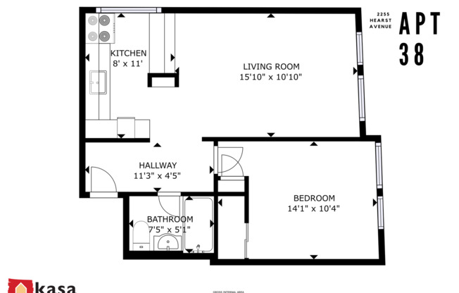 1 bed, 1 bath, 454 sqft, $2,595, Unit 38