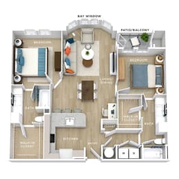 2 beds, 2 baths, 1,195 sqft, $2,596