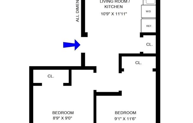 2 beds, 1 bath, $3,995, Unit 2F