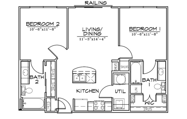 2 beds, 2 baths, 793 sqft, $1,895, Unit 412