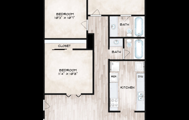 3 beds, 2 baths, 1,208 sqft, $1,455