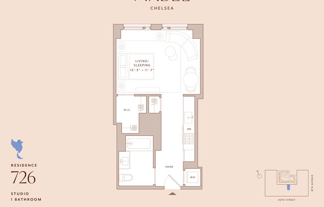 Studio, 1 bath, $4,772, Unit 726