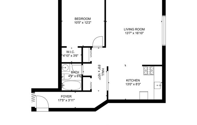 1 bed, 1 bath, 550 sqft, $960, Unit 203