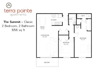 2 beds, 2 baths, 1,058 sqft, $1,592