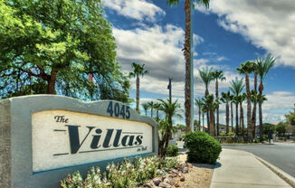 a view of thevillas sign at the entrance to the villas at Villas on Bell, Phoenix Arizona