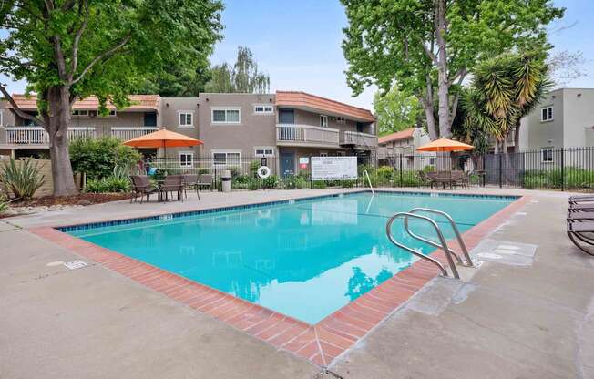 the swimming pool at the apartments for rent