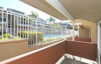 View from balcony showing the pool area