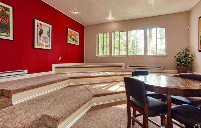 The Community Theater Room at Bellwether Apartments in Olympia, Washington