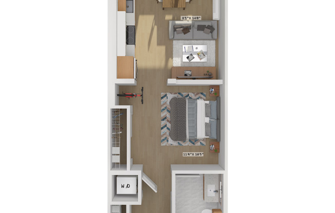 Studio, 1 bath, 524 sqft, $1,220