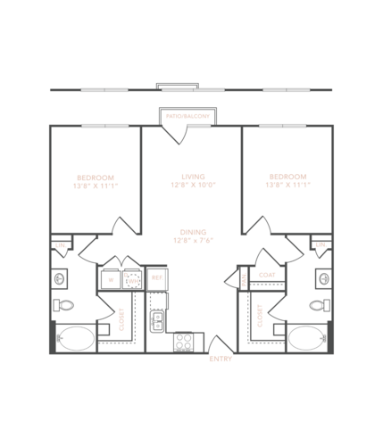 2 beds, 2 baths, 1,053 sqft, $1,799