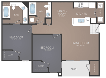 2 beds, 2 baths, 1,005 sqft, $1,926