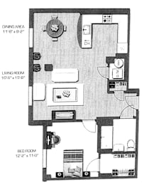 1 bed, 1 bath, 713 sqft, $2,250