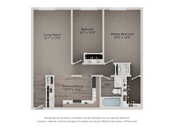 2 beds, 1.3 baths, 1,000 sqft, $1,768