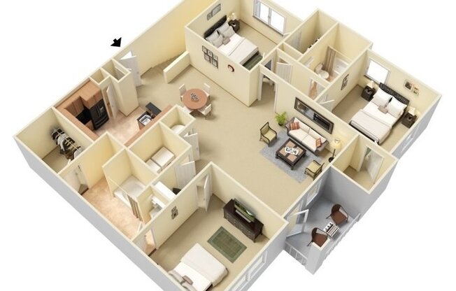 3 beds, 2 baths, 1,540 sqft, $1,659, Unit 1218