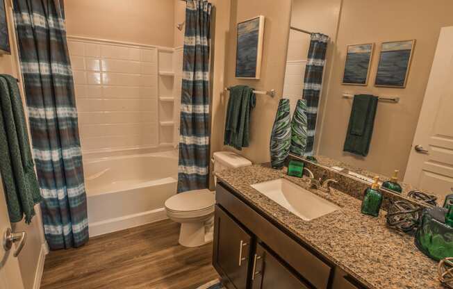Bathroom with bath tub at Level 25 at Oquendo by Picerne, Las Vegas, 89148