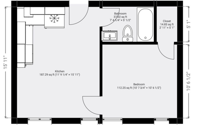 1 bed, 1 bath, 430 sqft, $1,100, Unit 303