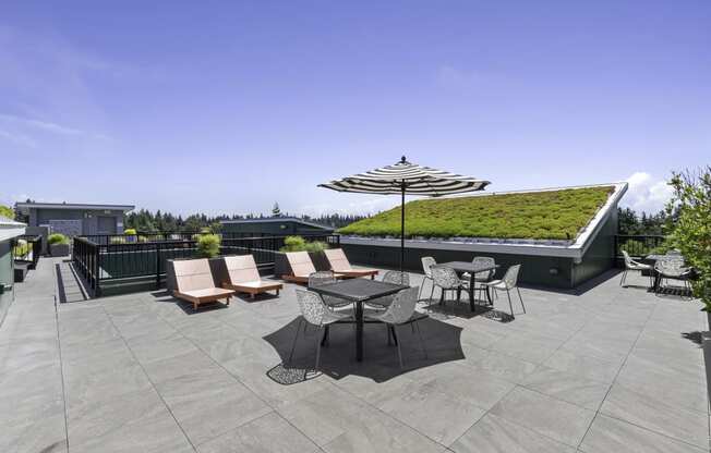 a green area at the rooftop resident lounge at Sedona Apartments, Seattle, WA, 98115