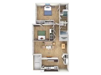 2 beds, 2 baths, 1,071 sqft, $1,503