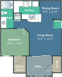 1 bed, 1 bath, 664 sqft, $1,173