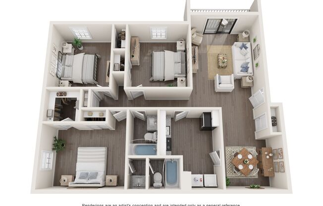 3 beds, 2 baths, 1,224 sqft, $1,600, Unit 3201H