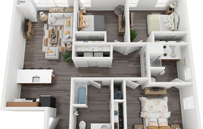 3 beds, 2 baths, 1,312 sqft, $1,975, Unit 507